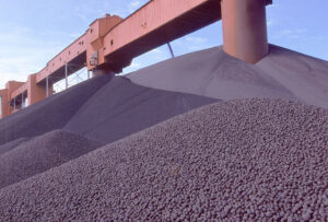 Piles of iron ore pellets
