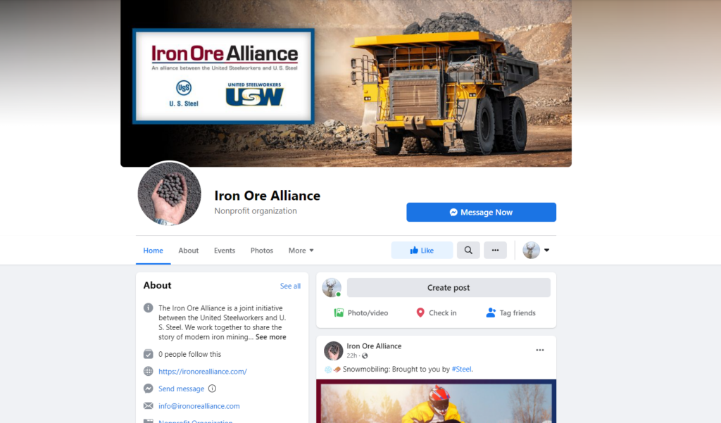 The Iron Ore Alliance Facebook page